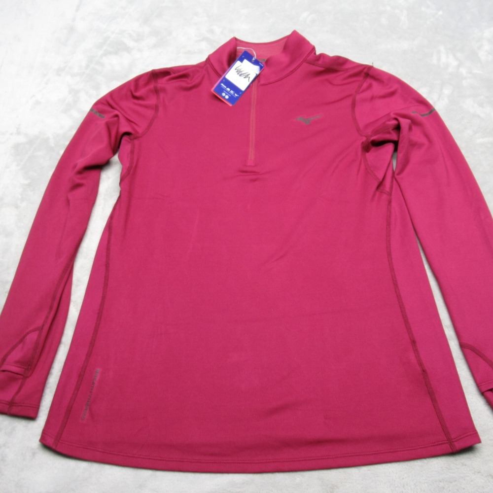 Mizuno Shirt Women Large Red Cycle Performance Thermo Half Zip Pullover $95 NWD